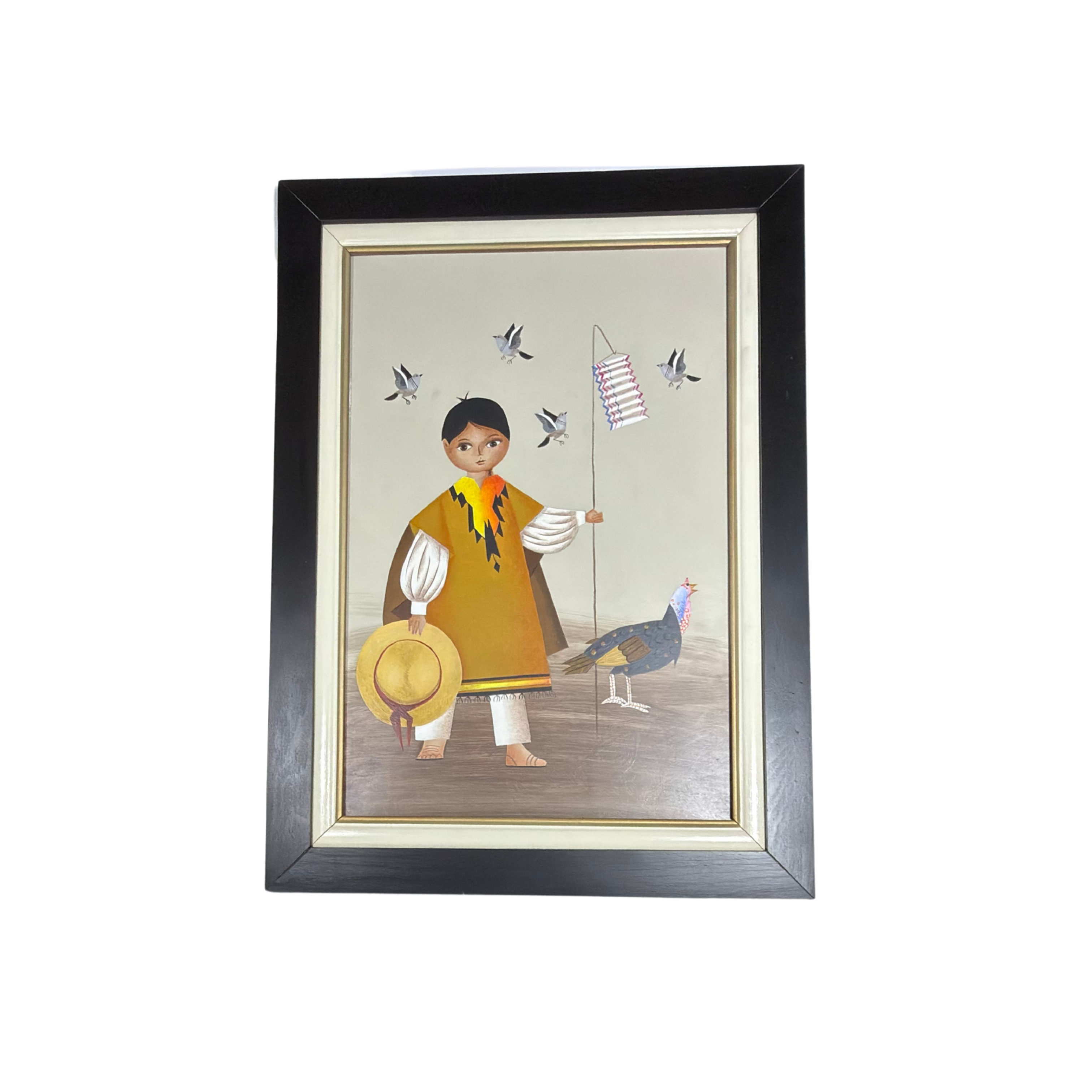 PINTURA "NIÑO RANGELIANO Y GUAJOLOTE" Casa de Pueblo