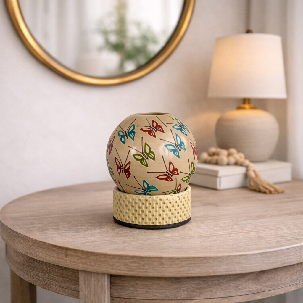 Jarrón Esfera "Vuelo de Mariposas" Casa de Pueblo